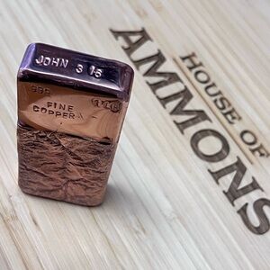 John 3:16 Fine Copper Bar Pendant - Rose Copper Tone